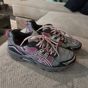 ASICS Women's Gray and Pink Running Shoes
